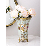 Ваза голубого цвета из фарфора с цветочным рисунком и бронзовой стрекозой Blue Garden варинант исполнения - 4 | Loft Concept в Перми