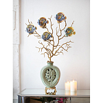 Ваза зеленая с бронзовыми ветвями и фарфоровыми рыбками Eden Garden варинант исполнения - 4 | Loft Concept в Перми