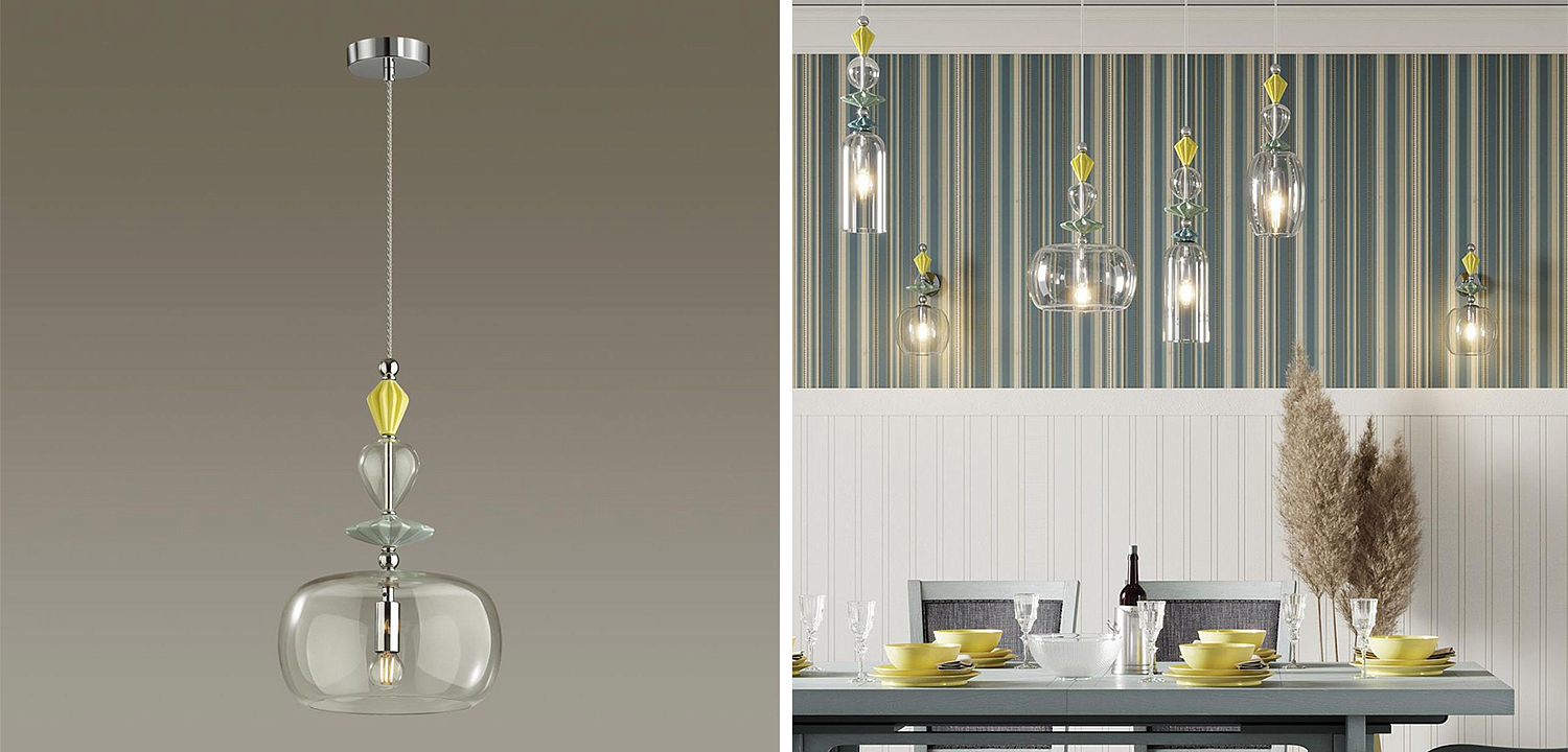 Подвесной светильник Iris Glas hanging lamp candy A chrome Подвесной светильник Iris Glas hanging lamp candy A chrome - Loft-Concept в Перми
