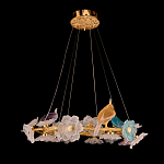 Люстра круглая на золотом каркасе с птичками и цветочным декором Miscellaneous herbs варинант исполнения - 2 | Loft Concept в Перми