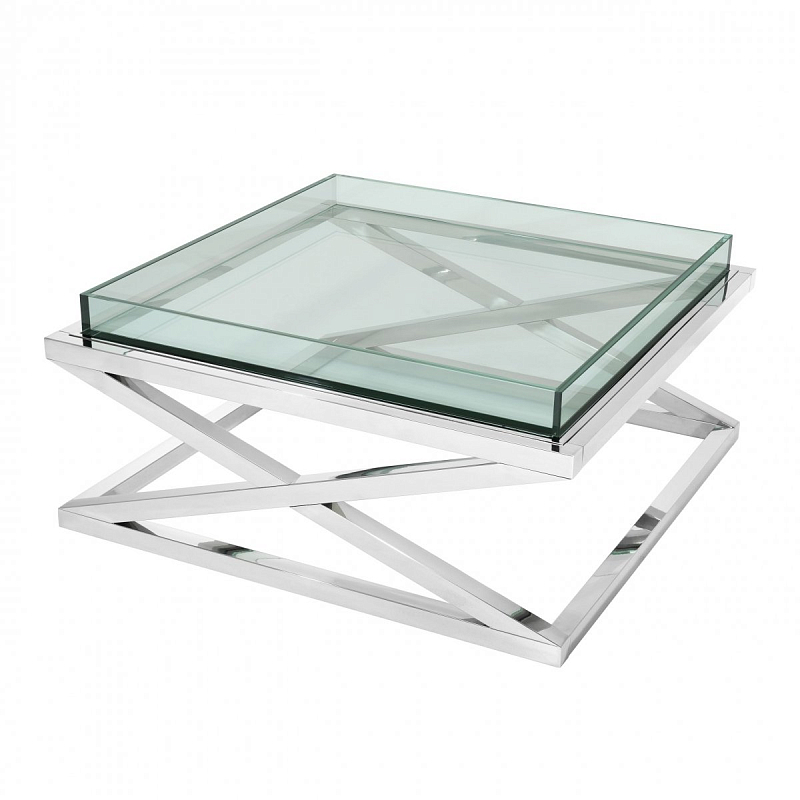 Журнальный стол Eichholtz Coffee Table Curtis Нержавеющая сталь Прозрачное Стекло Журнальный стол Eichholtz Coffee Table Curtis Нержавеющая сталь Прозрачное Стекло в Перми | Loft Concept