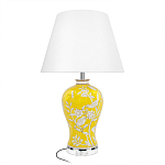 Настольная лампа желтая с изображением белых птиц Flight Among Acacia варинант исполнения - 1 | Loft Concept в Перми