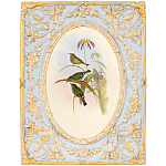 Декоративный постер с изображением птиц в раме с рельефным растительным узором Blooming Birds Poster варинант исполнения - 12 | Loft Concept в Перми