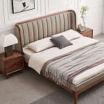 Кровать двуспальная с мягким изголовьем Moon Walnut Bed варинант исполнения - 1 | Loft Concept в Перми