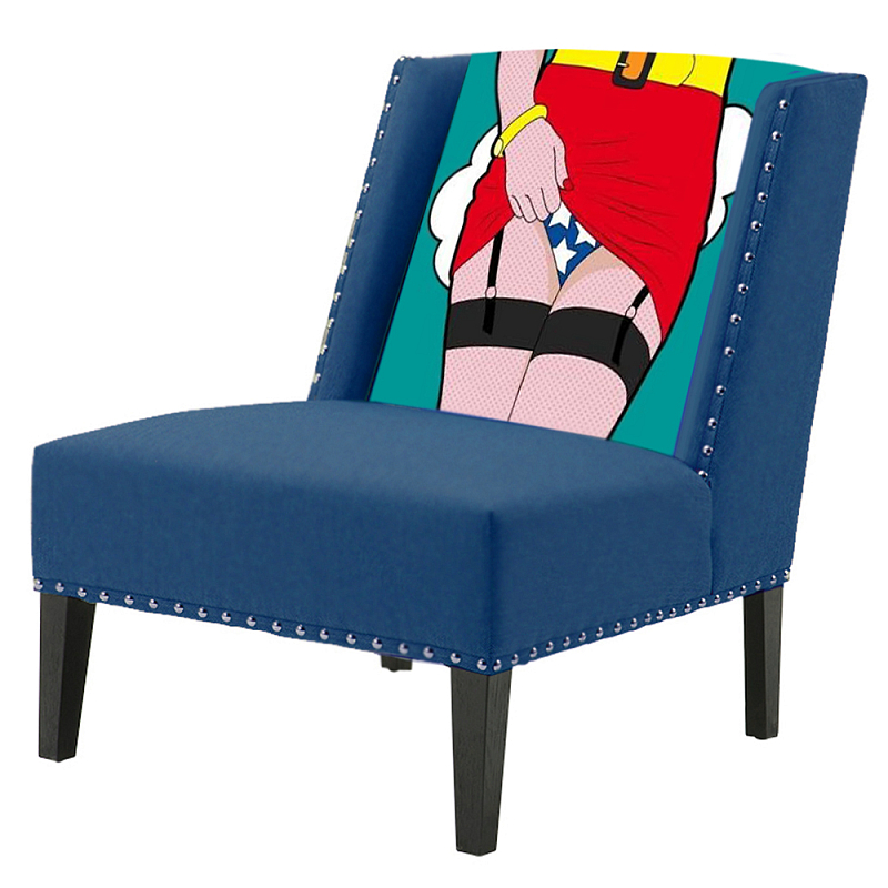 FUN Armchair "Super woman" Blue Дизайнерское кресло с цветным принтом Бирюзовый в Перми | Loft Concept 