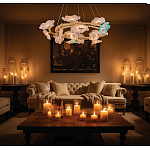 Люстра круглая на золотом каркасе с цветочным декором Miscellaneous herbs варинант исполнения - 7 | Loft Concept в Перми