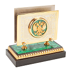 Настольный письменный набор из малахита и долерита с декором в виде герба России Leader Organizer варинант исполнения - 6 | Loft Concept в Перми