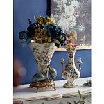 Ваза белого цвета из фарфора с цветочным рисунком и бронзовыми ручками с фигурками птиц Eden Garden porcelain and bronze варинант исполнения - 6 | Loft Concept в Перми