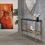 Консоль овальной формы золотая с полкой для хранения Craig варинант исполнения - 4 | Loft Concept в Перми