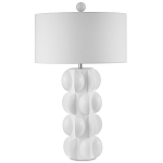 Настольная лампа белая с тканевым абажуром в форме цилиндра Morphing варинант исполнения - 4 | Loft Concept в Перми