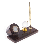 Настольный письменный набор с глобусом и ручкой из натурального обсидиана World Globe варинант исполнения - 2 | Loft Concept в Перми