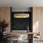 Люстра круглая из толстых деревянных реек Natural Style варинант исполнения - 4 | Loft Concept в Перми