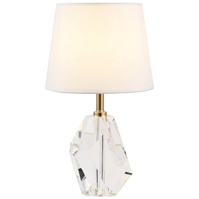 Настольная лампа с основанием из хрусталя Manlio Crystal Lampshade Table Lamp Белый Золотой Прозрачное Стекло Настольная лампа с основанием из хрусталя Manlio Crystal Lampshade Table Lamp Белый Золотой Прозрачное Стекло в Перми | Loft Concept