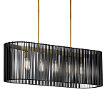 Люстра подвесная овальной формы с металлическим решетчатым абажуром матово-черного цвета и 5 лампами Kichler варинант исполнения - 1 | Loft Concept в Перми