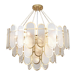 Люстра с многослойным эффектом из овальных элементов из непрозрачного стекла Conformation варинант исполнения - 4 | Loft Concept в Перми