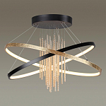 Люстра подвесная с 2-мя пересекающимися круглыми подвесами в черном и золотистом цвете и вертикальными подвесками Ring Horizontal варинант исполнения - 2 | Loft Concept в Перми