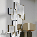 Золотое зеркальное панно из зеркальных квадратов Overlapping варинант исполнения - 2 | Loft Concept в Перми