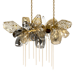 Люстра подвесная с 22-мя гранёными стеклянными плафонами с вертикальными подвесками Gilded Mirage  варинант исполнения - 7 | Loft Concept в Перми