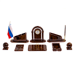 Настольный письменный набор с часами из природного камня обсидиана  Contract Extended варинант исполнения - 1 | Loft Concept в Перми