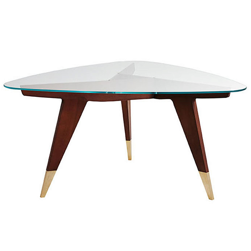 Дизайнерский кофейный стол со стеклянной столешницей Gio Ponti D.552.2 Coffee Table Прозрачное Стекло Коричневый Латунь в Перми | Loft Concept 