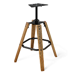 Барный стул со спинкой и подлокотниками на 4-х коричневых деревянных ножках Бежевый Велюр Ava Charm варинант исполнения - 6 | Loft Concept в Перми