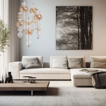 Люстра с плафонами из прозрачного и янтарного стекла в виде шаров и ромбов Gabriel Scott Luna варинант исполнения - 12 | Loft Concept в Перми