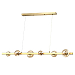 Люстра светодиодная линейная с 6-ю круглыми плафонами коньячного цвета Iona Chandelier Brass  варинант исполнения - 1 | Loft Concept в Перми
