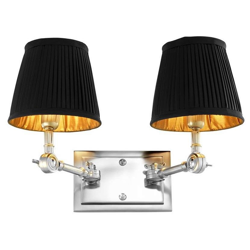 Бра Wall Lamp Wentworth Double Nickel+Black Никель Черный Бра Wall Lamp Wentworth Double Nickel+Black Никель Черный в Перми | Loft Concept