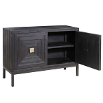 Тумба черная из дерева двухдверная Geometric Double Door Nightstand варинант исполнения - 1 | Loft Concept в Перми