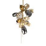 Люстра подвесная вытянутой формы с плафонами из стекла и металла с тремя вертикальными подвесками Gilded Mirage  варинант исполнения - 4 | Loft Concept в Перми