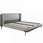 Кровать двуспальная серая с мягким изголовьем из экокожи и ткани Modern Look варинант исполнения - 2 | Loft Concept в Перми