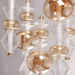 Люстра с плафонами из прозрачного и янтарного стекла в виде шаров и ромбов Gabriel Scott Luna варинант исполнения - 8 | Loft Concept в Перми