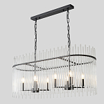 Люстра подвесная овальная со стеклянными прозрачными трубками и металлическим каркасом черного цвета Nembus варинант исполнения - 5 | Loft Concept в Перми