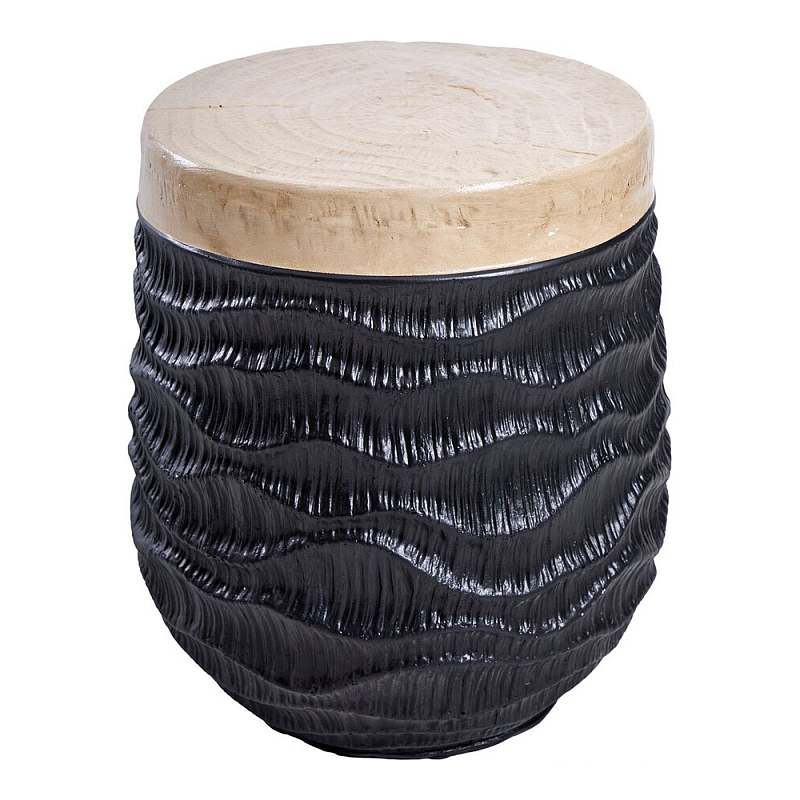 Приставной столик с фактурой под натуральное дерево Immortality Кремовый Черный в Перми | Loft Concept 