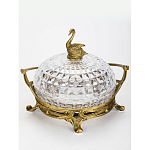 Конфетница из прозрачного рельефного стекла с ручкой и фигуркой лебедя Eden Garden варинант исполнения - 2 | Loft Concept в Перми