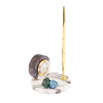 Часы настольные с шариковой металлической ручкой из натурального камня Stone Clock варинант исполнения - 2 | Loft Concept в Перми