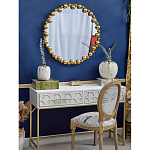 Зеркало круглое в фактурной золотистой раме из металла Mirror Golden Placer варинант исполнения - 2 | Loft Concept в Перми