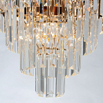 Люстра из черного металла с многоярусными подвесками из прозрачного хрусталя на золотой цепи Empire Black Chandelier Crystal варинант исполнения - 7 | Loft Concept в Перми