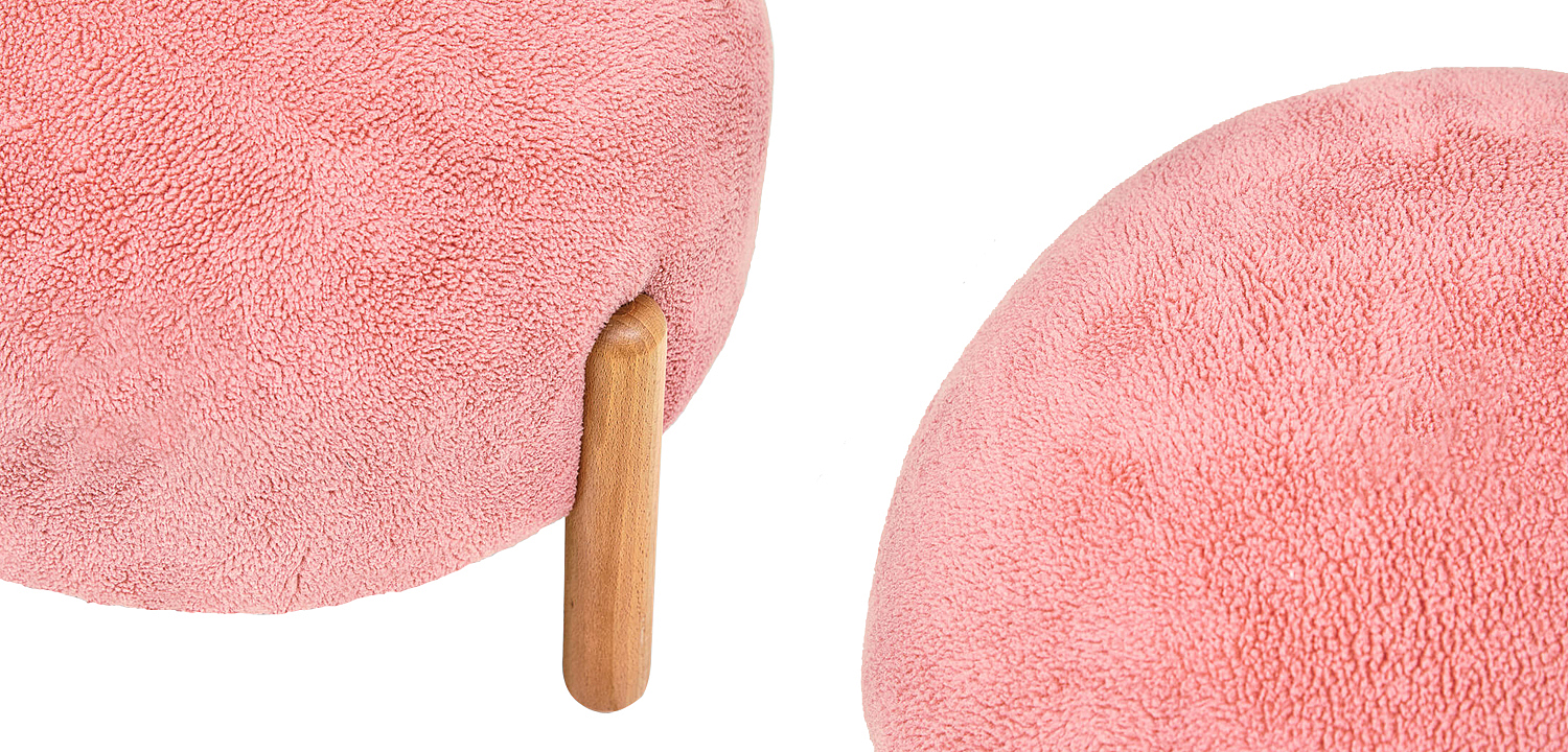 Пуф круглый на деревянных ножках Ralfie Pouf Pink Пуф круглый на деревянных ножках Ralfie Pouf Pink - Loft-Concept в Перми