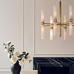 Люстра золотая с 16-ю тонкими цилиндрическими плафонами Shoulders варинант исполнения - 3 | Loft Concept в Перми