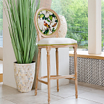 Барный стул золотистый из натурального бука с изображением птицы и цветов Blooming Birds варинант исполнения - 2 | Loft Concept в Перми