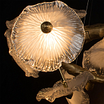 Люстра подвесная круглая с ветвистыми бронзовыми элементами и стеклянными рифлеными дисками Textured Glass Chandelier варинант исполнения - 5 | Loft Concept в Перми