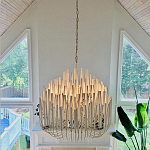 Люстра белая с несколькими ярусами деревянных палочек Bright Wooden Chandelier варинант исполнения - 2 | Loft Concept в Перми