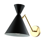 Бра черного цвета с конусообразным плафоном на золотом основании Loft Metal варинант исполнения - 1 | Loft Concept в Перми