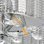 Люстра круглая на цепи цвета хром с прозрачными рельефными хрустальными пластинами Textured Glass Chandelier варинант исполнения - 4 | Loft Concept в Перми