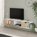 ТВ-тумба подвесная белая с полкой и откидной дверцей цвета древесины TONE TV STAND WHITE варинант исполнения - 3 | Loft Concept в Перми