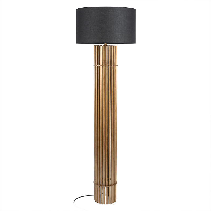 Торшер с металлическим золотым трубчатым основанием Fulgurite Золотой Черный в Перми | Loft Concept 