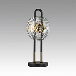 Настольная лампа черного цвета с круглым прозрачным стеклянным плафоном Virelia  варинант исполнения - 3 | Loft Concept в Перми