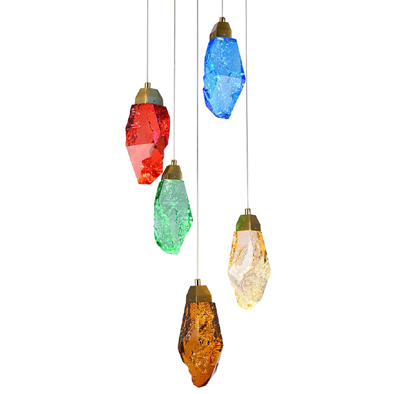 Потолочный светильник с пятью цветными плафонами Soar Colorful Lamp Латунь Мульти Потолочный светильник с пятью цветными плафонами Soar Colorful Lamp Латунь Мульти в Перми | Loft Concept