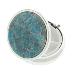 Таблетница карманная круглая с 3-мя отделениями и накладкой из натурального камня Апатит Голубой Silver Stone Pillboxes варинант исполнения - 2 | Loft Concept в Перми